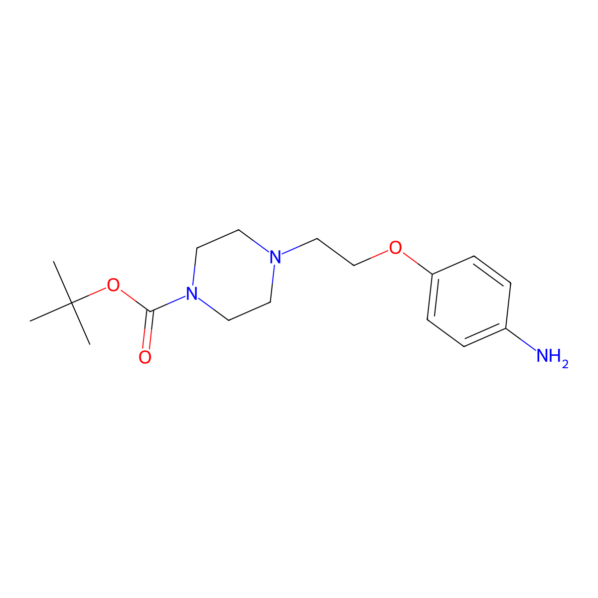 Tert-butyl 4-(2-(4-aminophenoxy)ethyl)piperazine-1-carboxylate molecular structure, CAS 862874-77-9