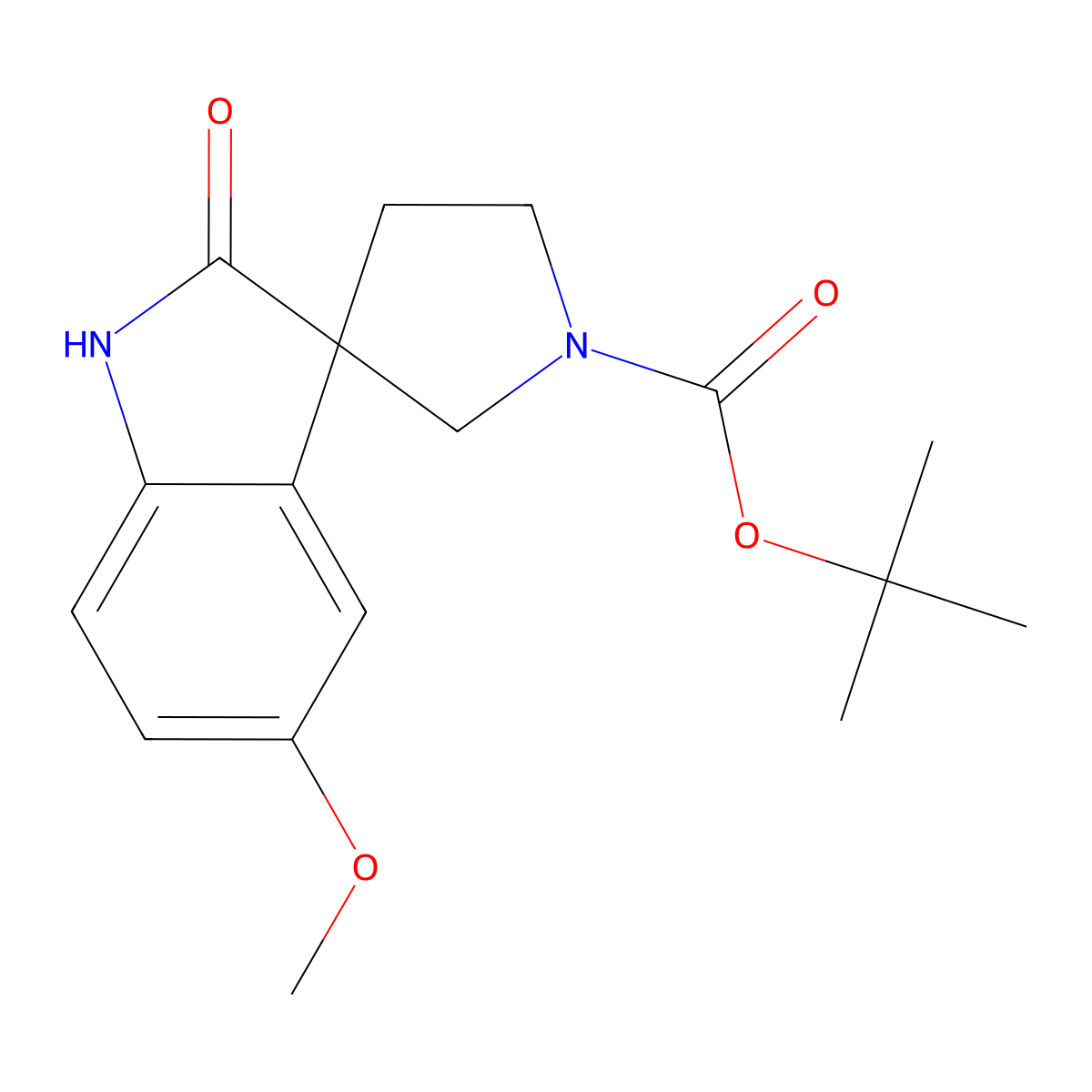 tert-Butyl 5-methoxy-2-oxospiro[indoline-3,3'-pyrrolidine]-1'-carboxylate molecular structure, CAS 862885-19-6
