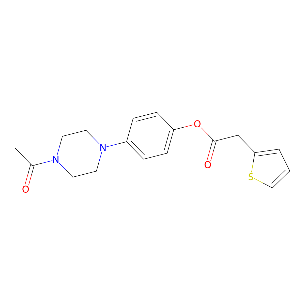 4-(4-Acetyl-1-piperazinyl)phenyl 2-thienylacetate molecular structure, CAS 862886-11-1
