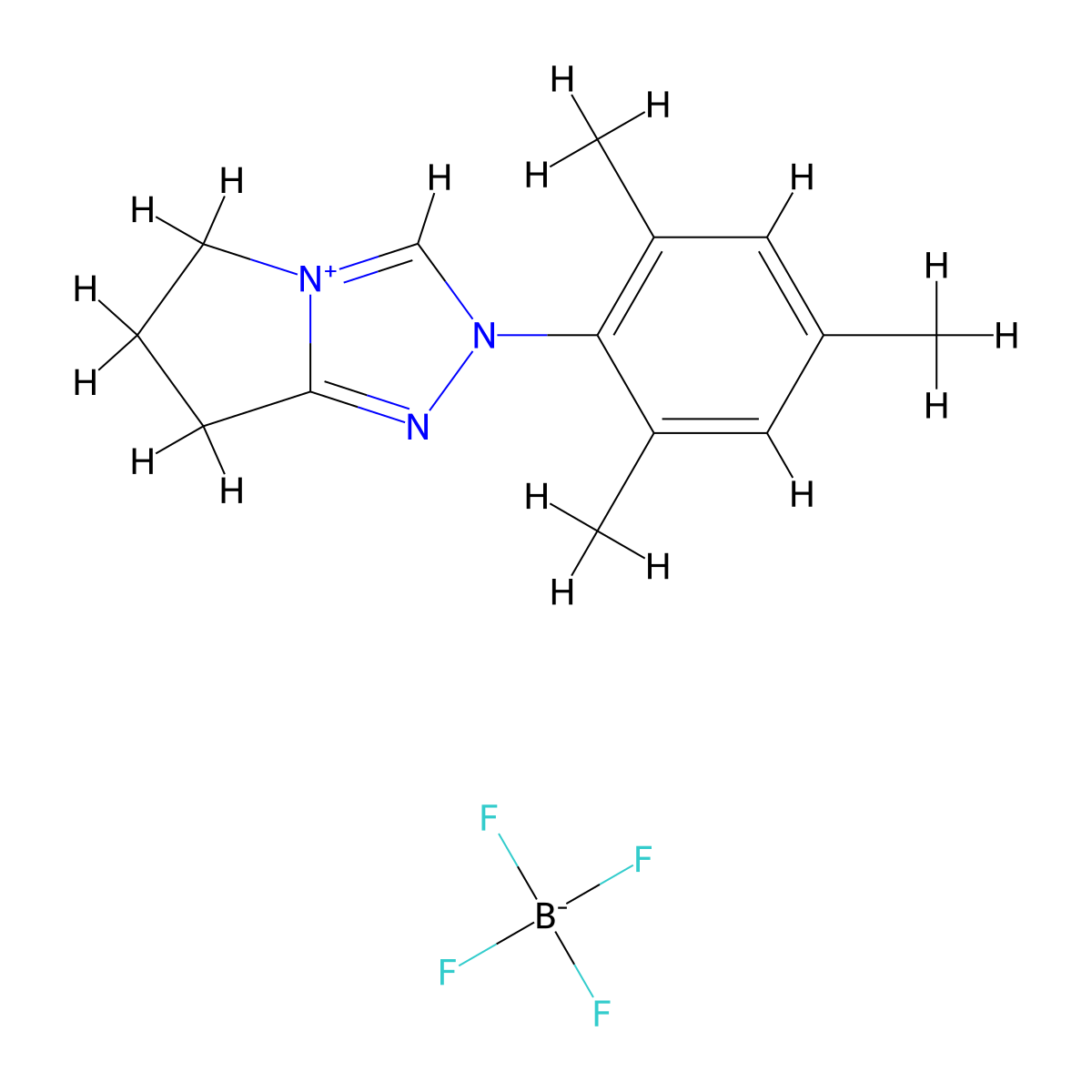 2-Mesityl-6,7-dihydro-5H-pyrrolo(2,1-c)(1,2,4)triazol-2-ium tetrafluoroborate molecular structure, CAS 862893-80-9