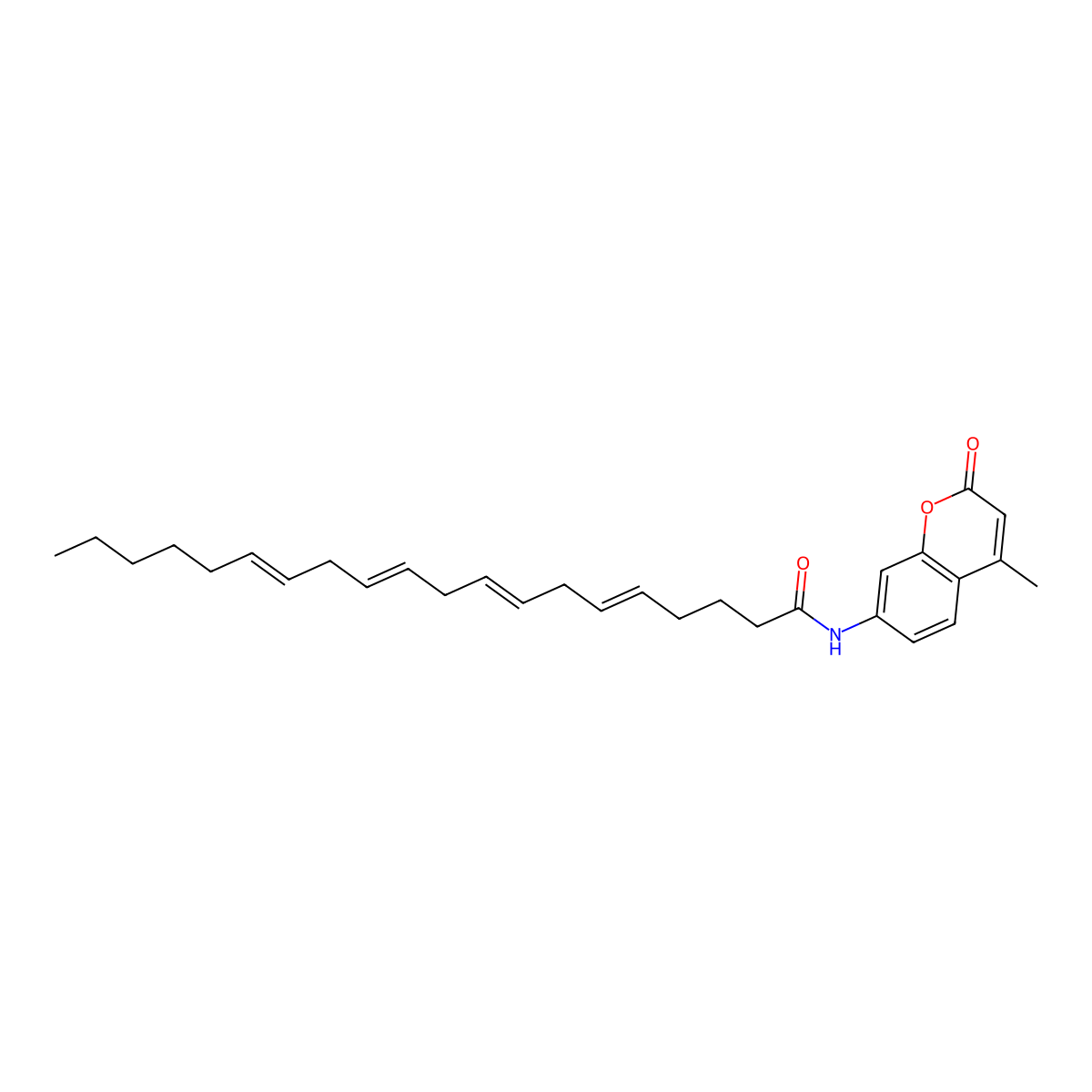 5,8,11,14-Eicosatetraenamide, N-(4-methyl-2-oxo-2H-1-benzopyran-7-yl)-, (5Z,8Z,11Z,14Z)- molecular structure, CAS 862913-13-1