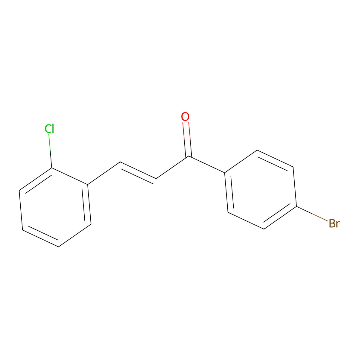 1-(4-Bromophenyl)-3-(2-chlorophenyl)prop-2-en-1-one molecular structure, CAS 86293-48-3