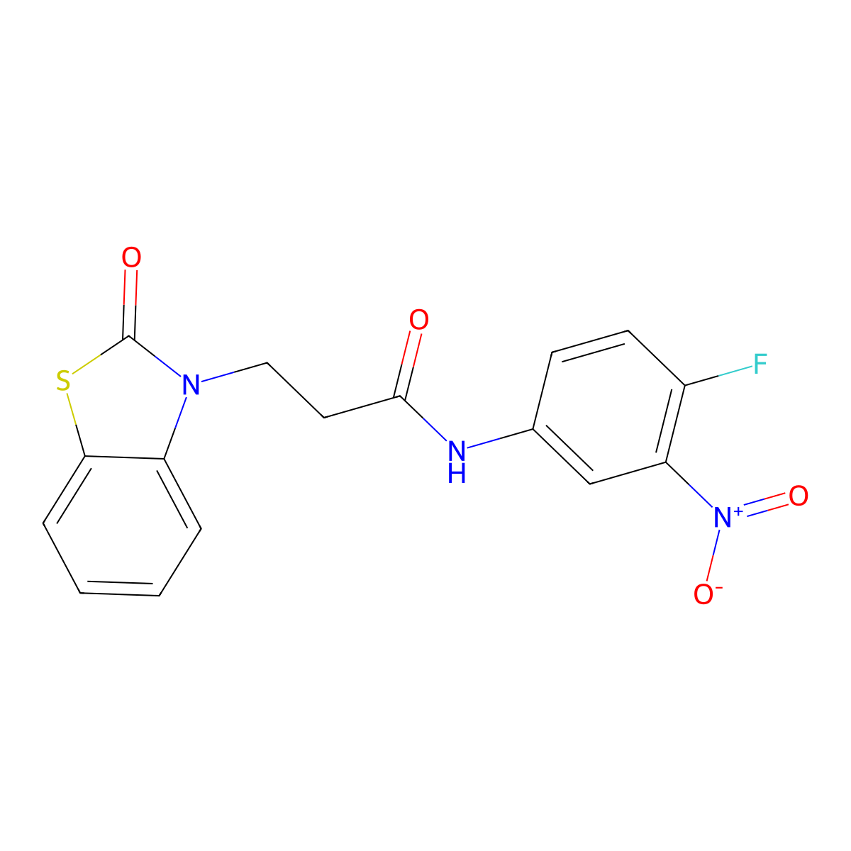 N-(4-fluoro-3-nitrophenyl)-3-(2-oxobenzo[d]thiazol-3(2H)-yl)propanamide molecular structure, CAS 862973-81-7