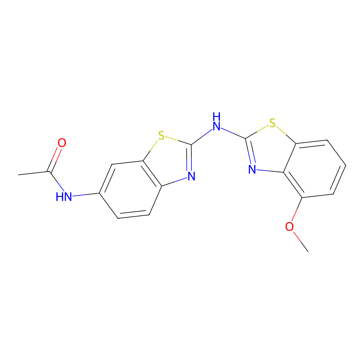 N-[2-[(4-methoxy-1,3-benzothiazol-2-yl)amino]-1,3-benzothiazol-6-yl]acetamide molecular structure, CAS 862973-92-0