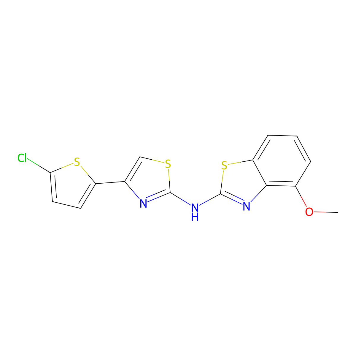 N-[4-(5-chlorothiophen-2-yl)-1,3-thiazol-2-yl]-4-methoxy-1,3-benzothiazol-2-amine molecular structure, CAS 862973-98-6