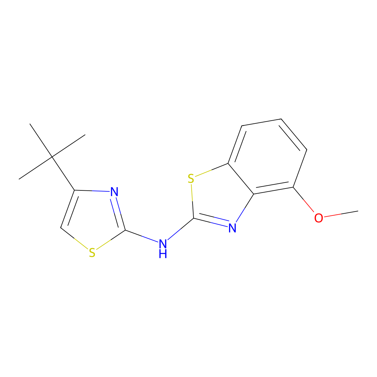 N-(4-tert-butyl-1,3-thiazol-2-yl)-4-methoxy-1,3-benzothiazol-2-amine molecular structure, CAS 862973-99-7