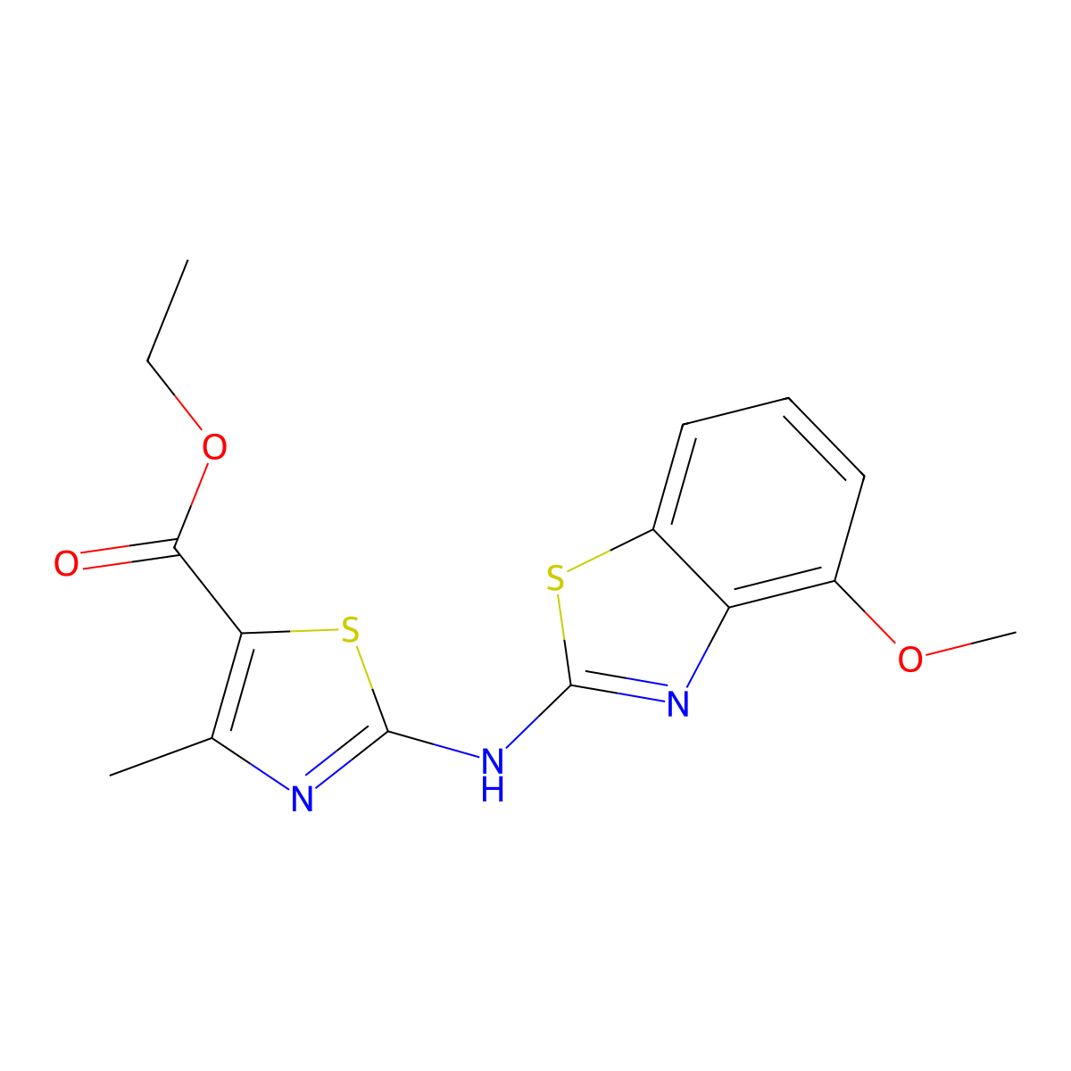 Ethyl 2-[(4-methoxy-1,3-benzothiazol-2-yl)amino]-4-methyl-1,3-thiazole-5-carboxylate molecular structure, CAS 862974-01-4