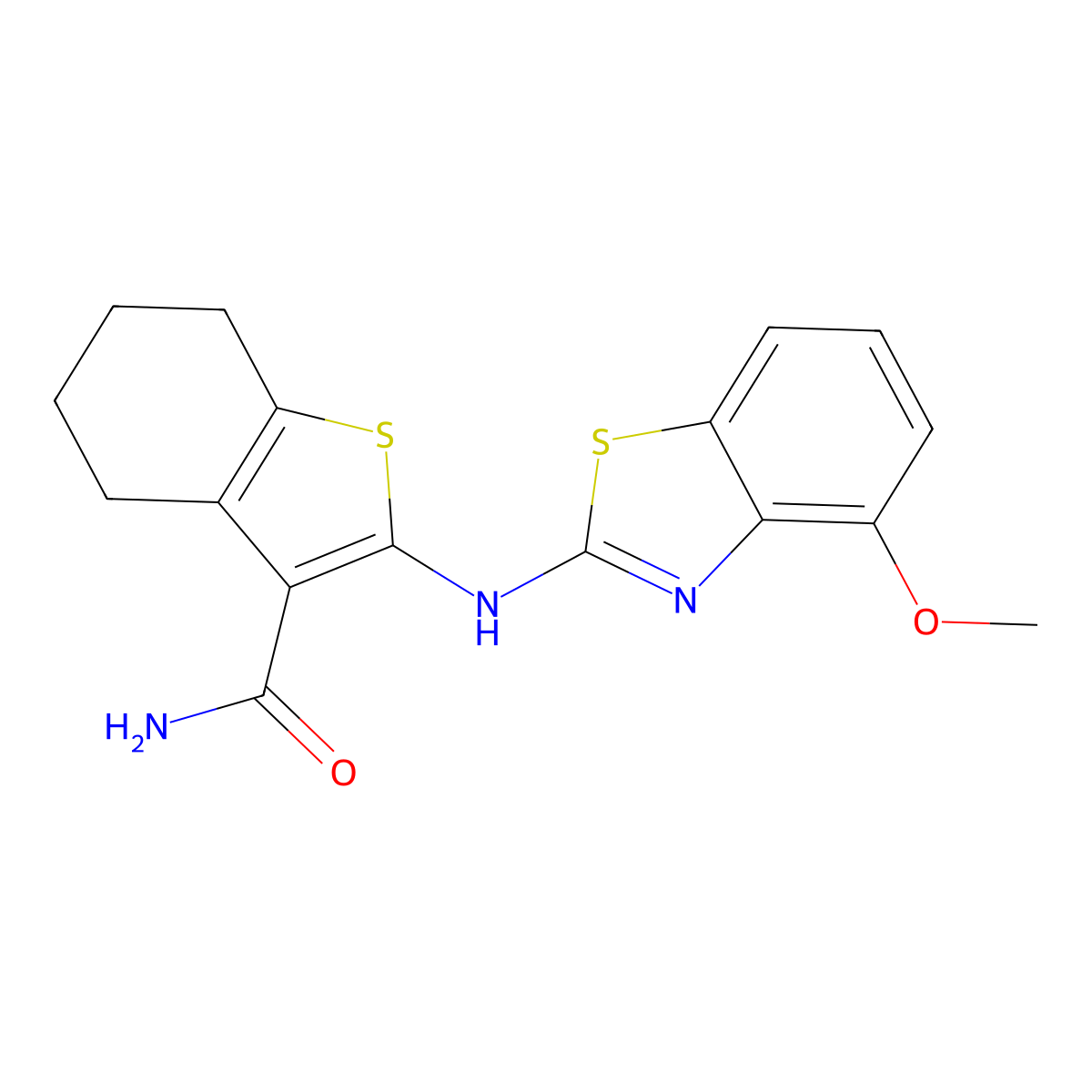 2-[(4-Methoxy-1,3-benzothiazol-2-yl)amino]-4,5,6,7-tetrahydro-1-benzothiophene-3-carboxamide molecular structure, CAS 862974-03-6