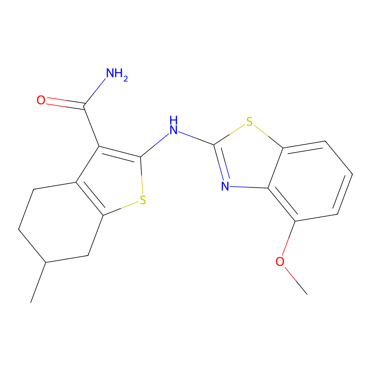 2-((4-Methoxybenzo[d]thiazol-2-yl)amino)-6-methyl-4,5,6,7-tetrahydrobenzo[b]thiophene-3-carboxamide molecular structure, CAS 862974-05-8