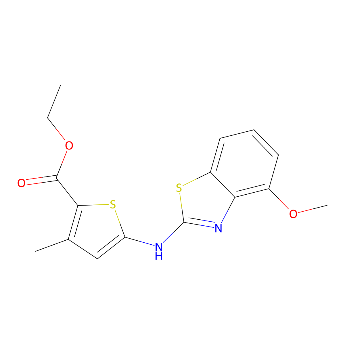 Ethyl 5-[(4-methoxy-1,3-benzothiazol-2-yl)amino]-3-methylthiophene-2-carboxylate molecular structure, CAS 862974-13-8