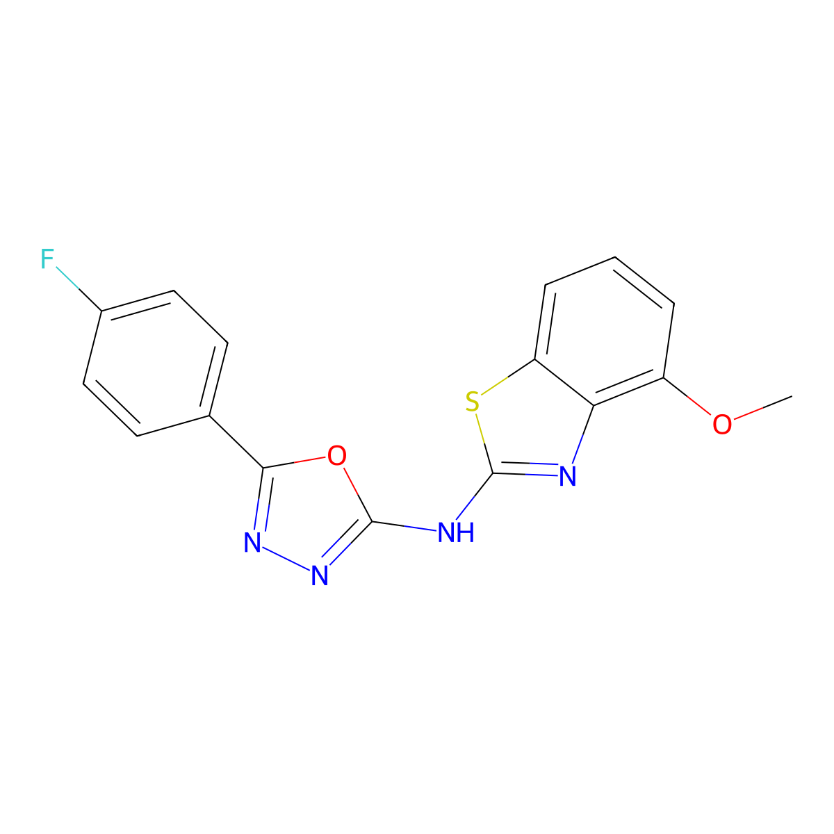 5-(4-fluorophenyl)-N-(4-methoxy-1,3-benzothiazol-2-yl)-1,3,4-oxadiazol-2-amine molecular structure, CAS 862974-22-9