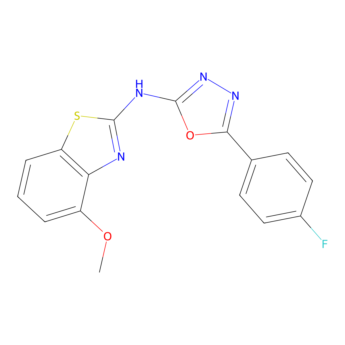 5-(4-fluorophenyl)-N-(4-methoxy-1,3-benzothiazol-2-yl)-1,3,4-oxadiazol-2-amine molecular structure, CAS 862974-22-9