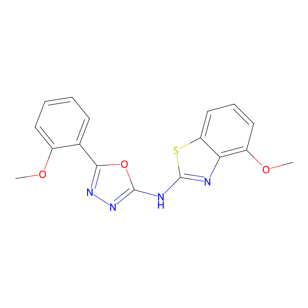 4-methoxy-N-[5-(2-methoxyphenyl)-1,3,4-oxadiazol-2-yl]-1,3-benzothiazol-2-amine molecular structure, CAS 862974-23-0