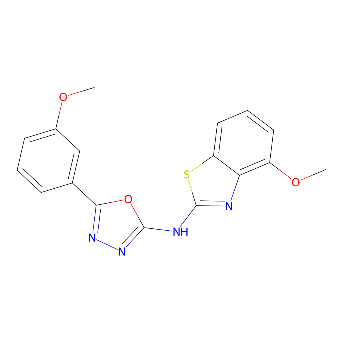 N-(4-methoxybenzo[d]thiazol-2-yl)-5-(3-methoxyphenyl)-1,3,4-oxadiazol-2-amine molecular structure, CAS 862974-24-1