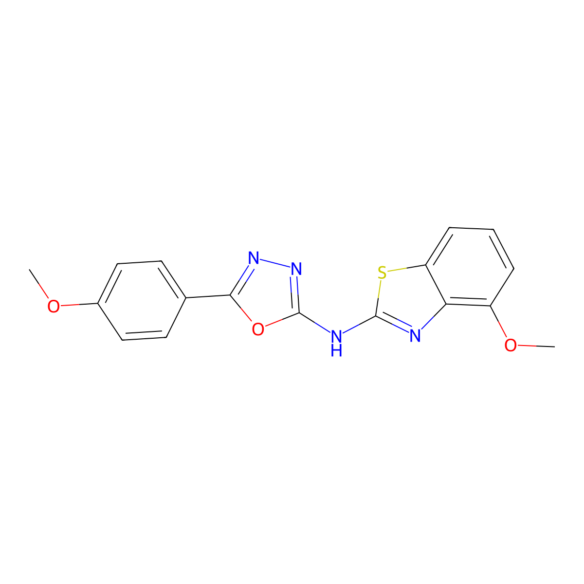 N-(4-methoxybenzo[d]thiazol-2-yl)-5-(4-methoxyphenyl)-1,3,4-oxadiazol-2-amine molecular structure, CAS 862974-25-2