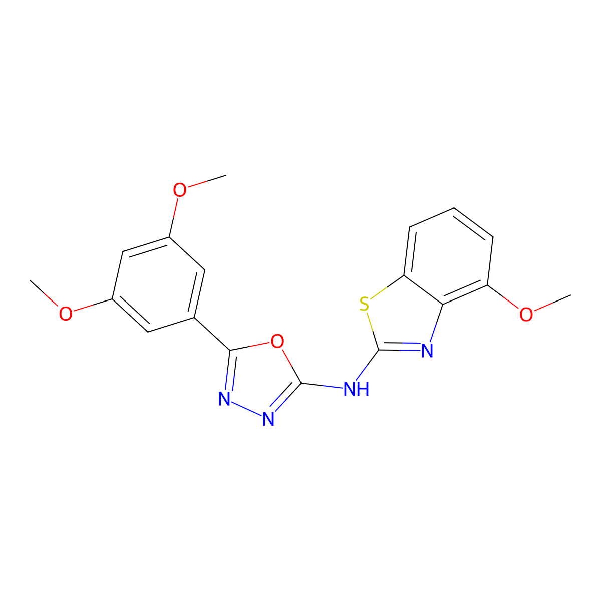 5-(3,5-dimethoxyphenyl)-N-(4-methoxybenzo[d]thiazol-2-yl)-1,3,4-oxadiazol-2-amine molecular structure, CAS 862974-27-4