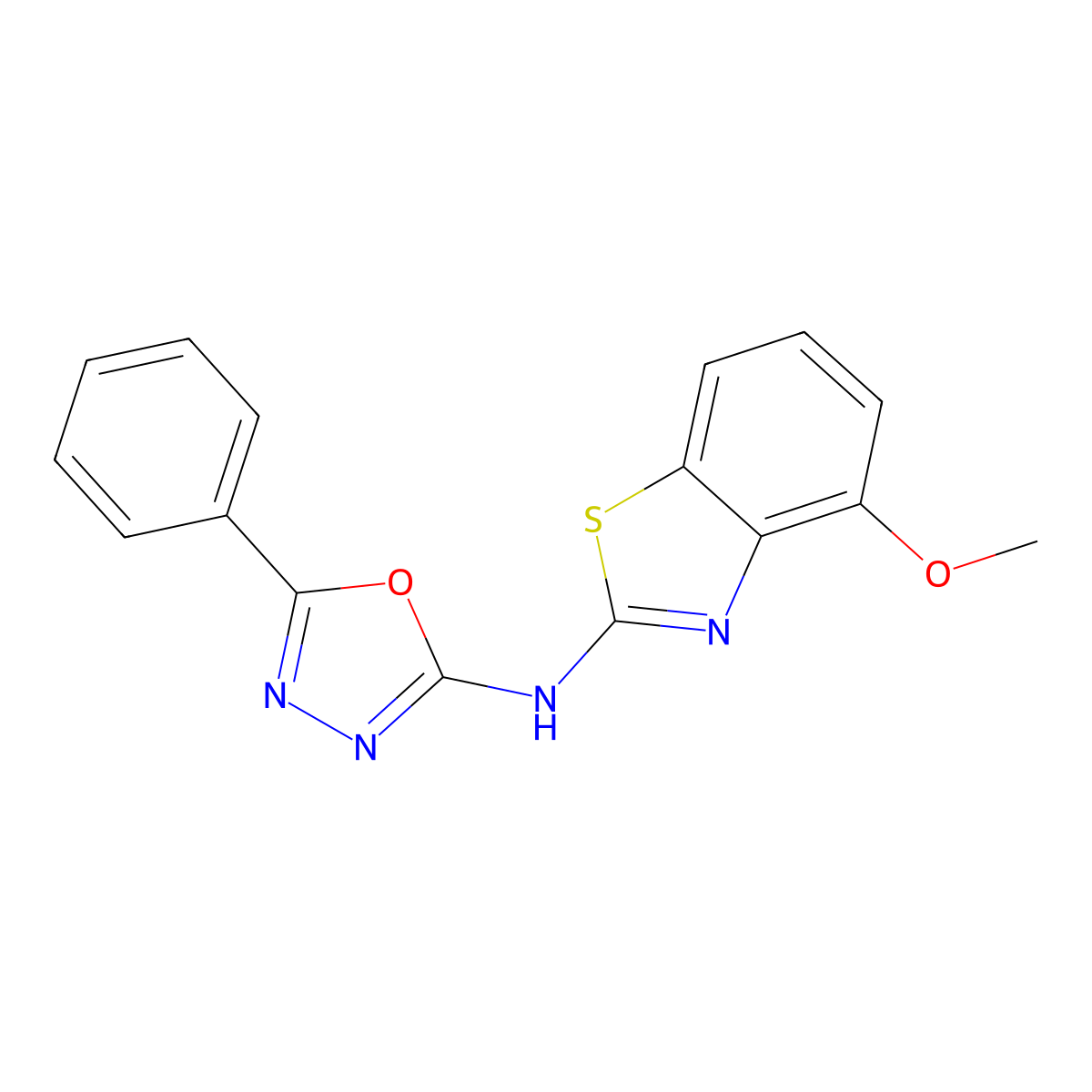 N-(4-methoxy-1,3-benzothiazol-2-yl)-5-phenyl-1,3,4-oxadiazol-2-amine molecular structure, CAS 862974-30-9