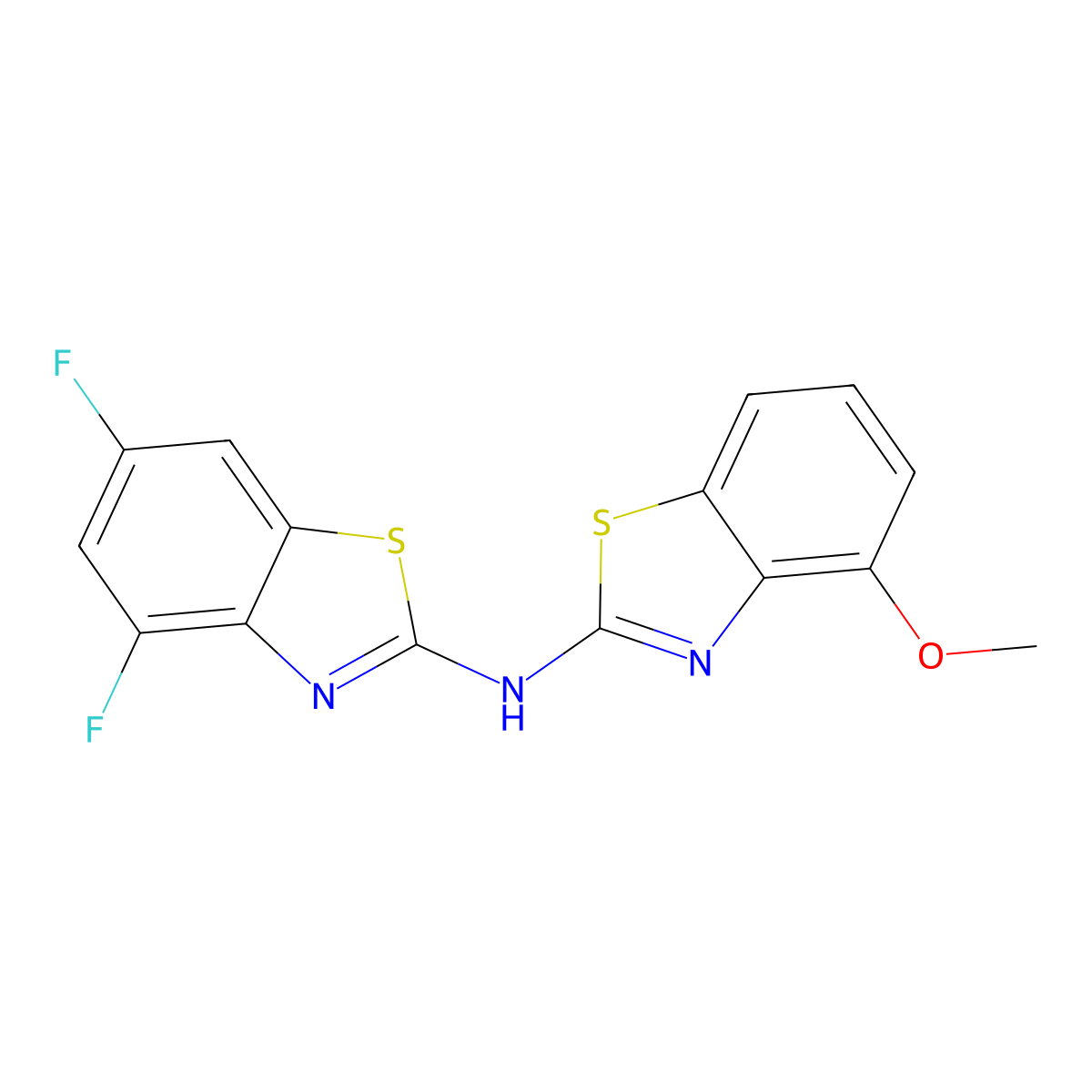 4,6-difluoro-N-(4-methoxy-1,3-benzothiazol-2-yl)-1,3-benzothiazol-2-amine molecular structure, CAS 862974-32-1