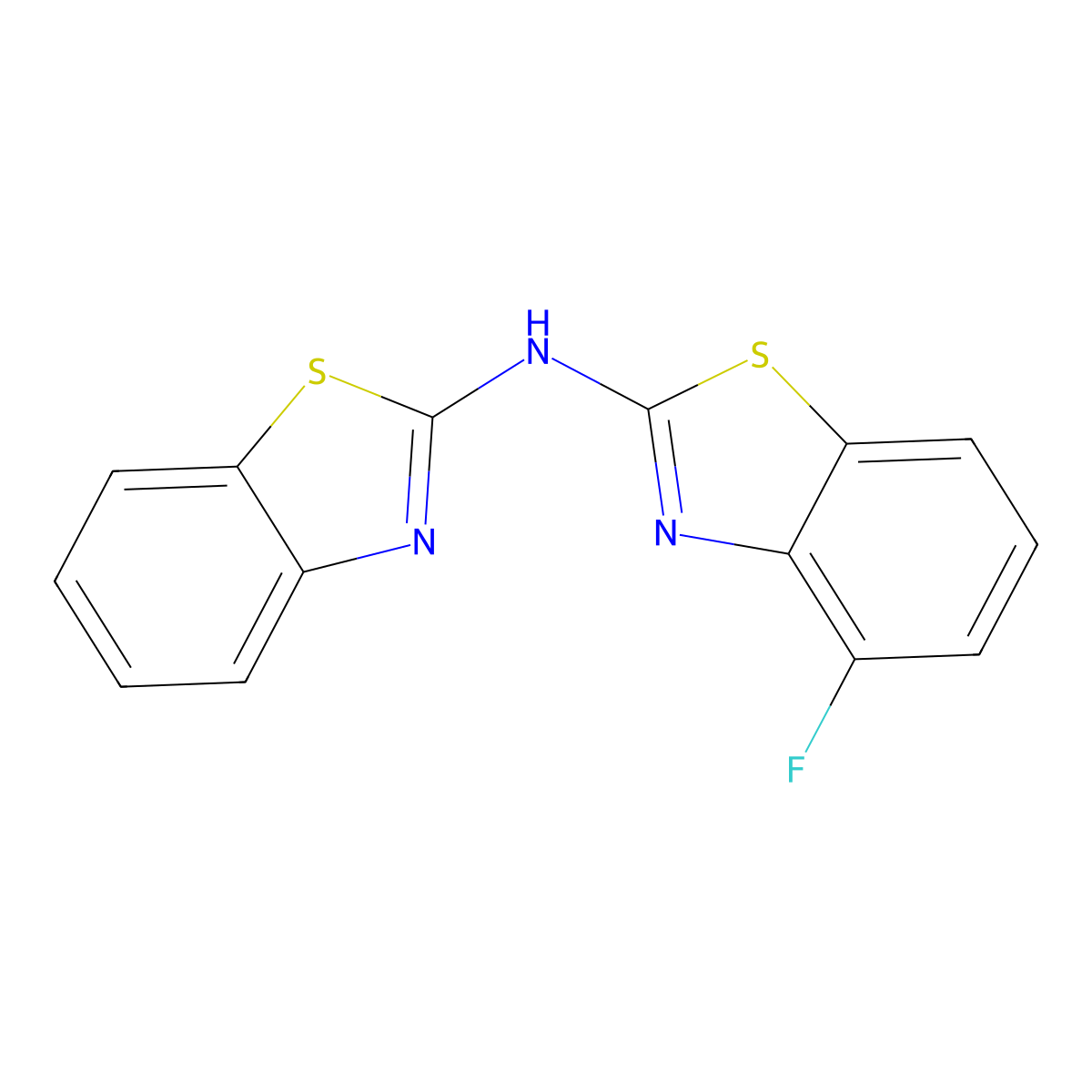 N-(1,3-benzothiazol-2-yl)-4-fluoro-1,3-benzothiazol-2-amine molecular structure, CAS 862974-49-0
