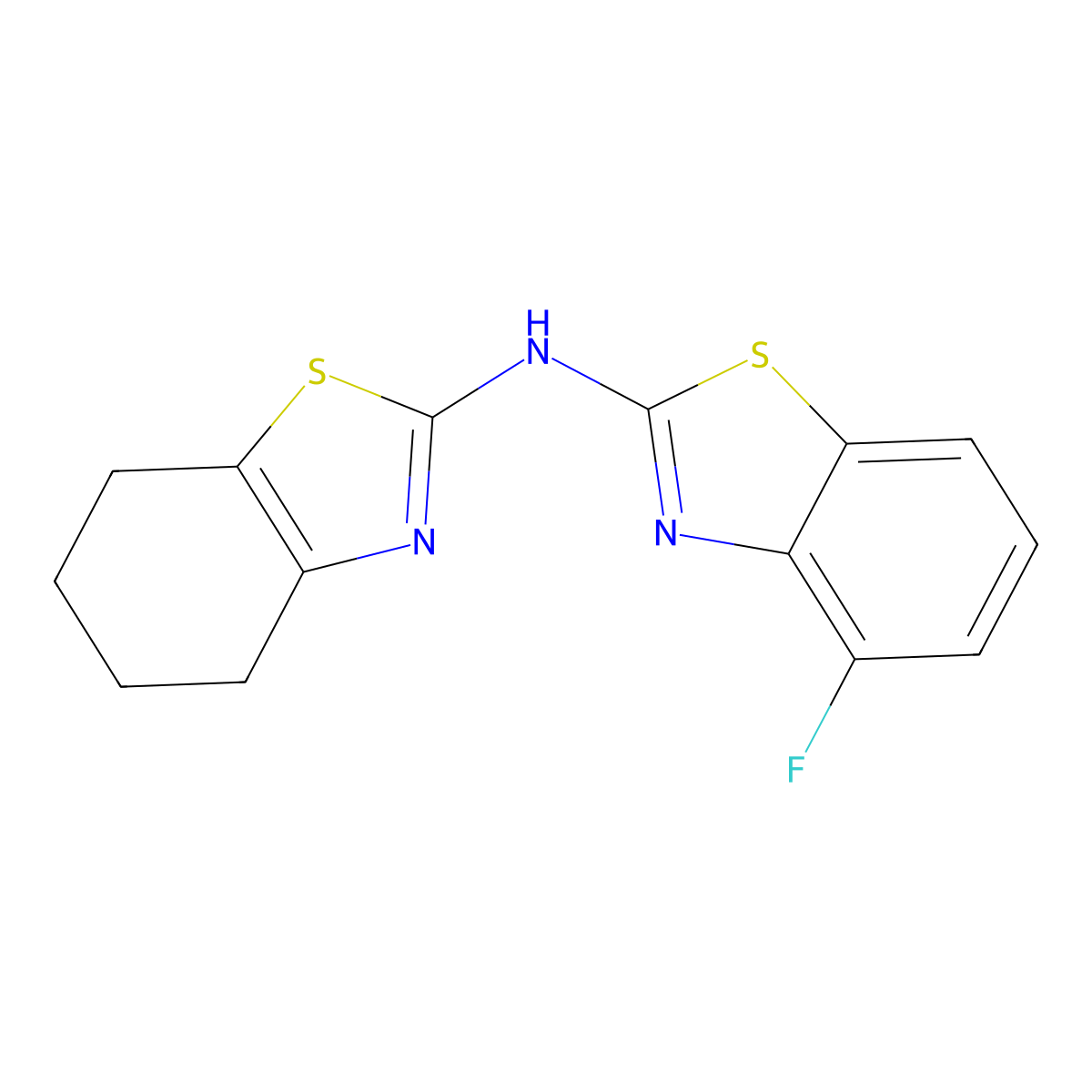 4-fluoro-N-(4,5,6,7-tetrahydro-1,3-benzothiazol-2-yl)-1,3-benzothiazol-2-amine molecular structure, CAS 862974-53-6
