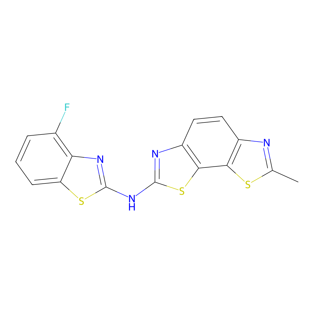 N-(4-fluoro-1,3-benzothiazol-2-yl)-7-methyl-[1,3]thiazolo[4,5-g][1,3]benzothiazol-2-amine molecular structure, CAS 862974-59-2
