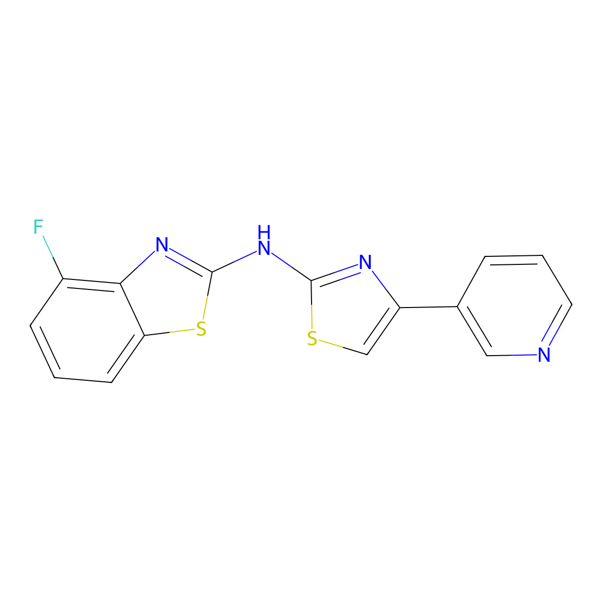 4-fluoro-N-(4-(pyridin-3-yl)thiazol-2-yl)benzo[d]thiazol-2-amine molecular structure, CAS 862974-63-8