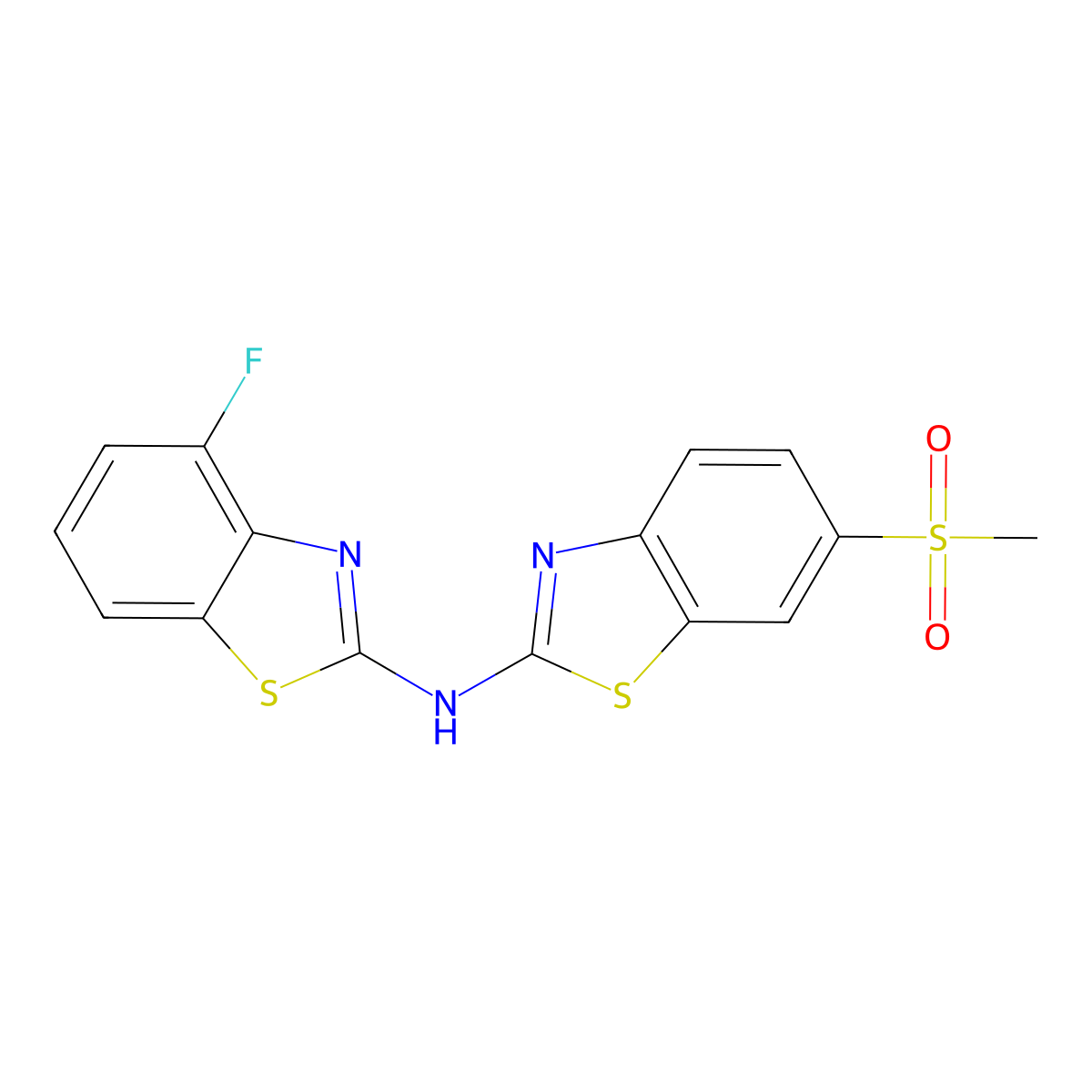 4-fluoro-N-(6-(methylsulfonyl)benzo[d]thiazol-2-yl)benzo[d]thiazol-2-amine molecular structure, CAS 862974-81-0