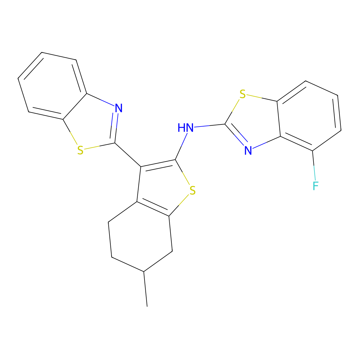 N-(3-(benzo[d]thiazol-2-yl)-6-methyl-4,5,6,7-tetrahydrobenzo[b]thiophen-2-yl)-4-fluorobenzo[d]thiazol-2-amine molecular structure, CAS 862974-83-2