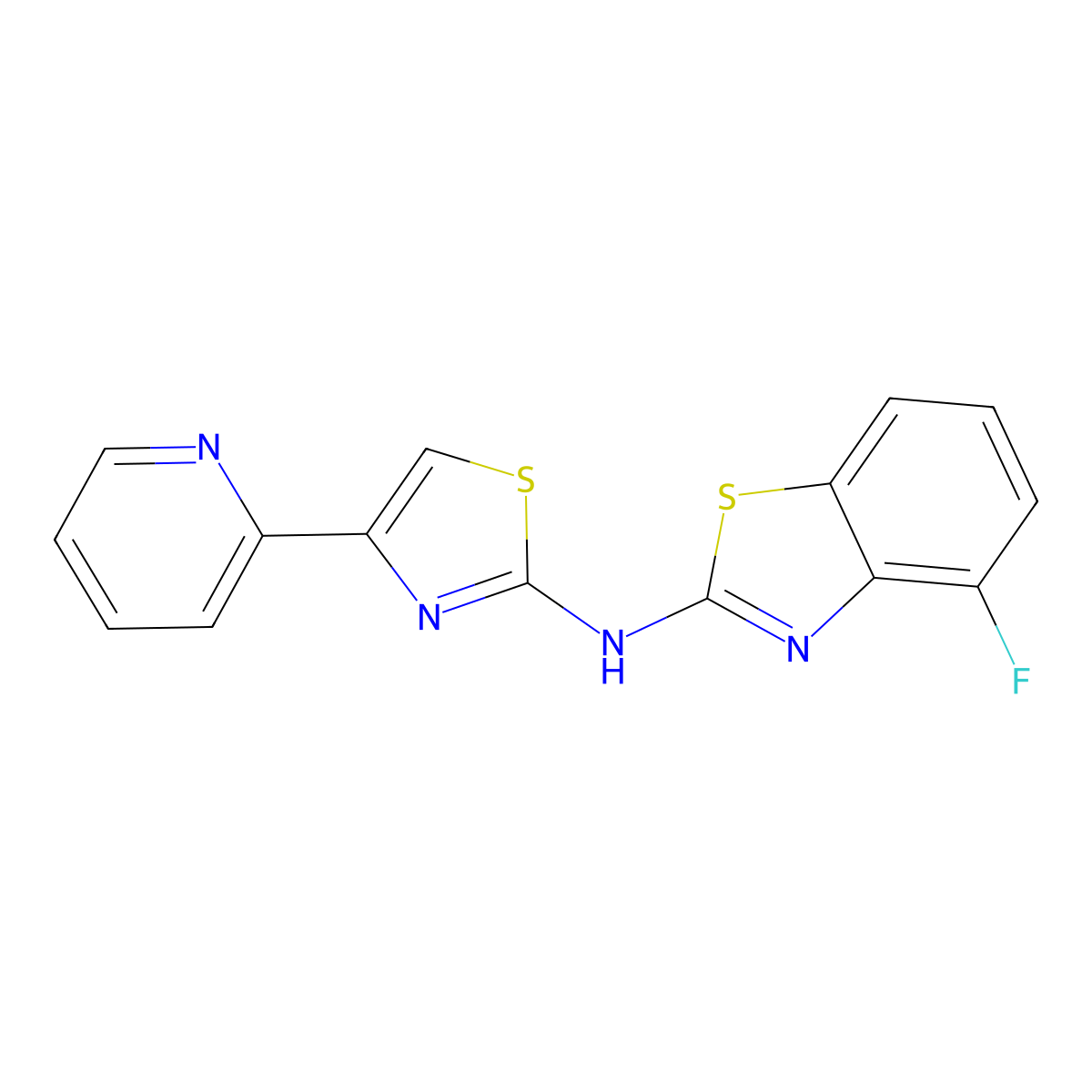 4-fluoro-N-(4-(pyridin-2-yl)thiazol-2-yl)benzo[d]thiazol-2-amine molecular structure, CAS 862974-85-4