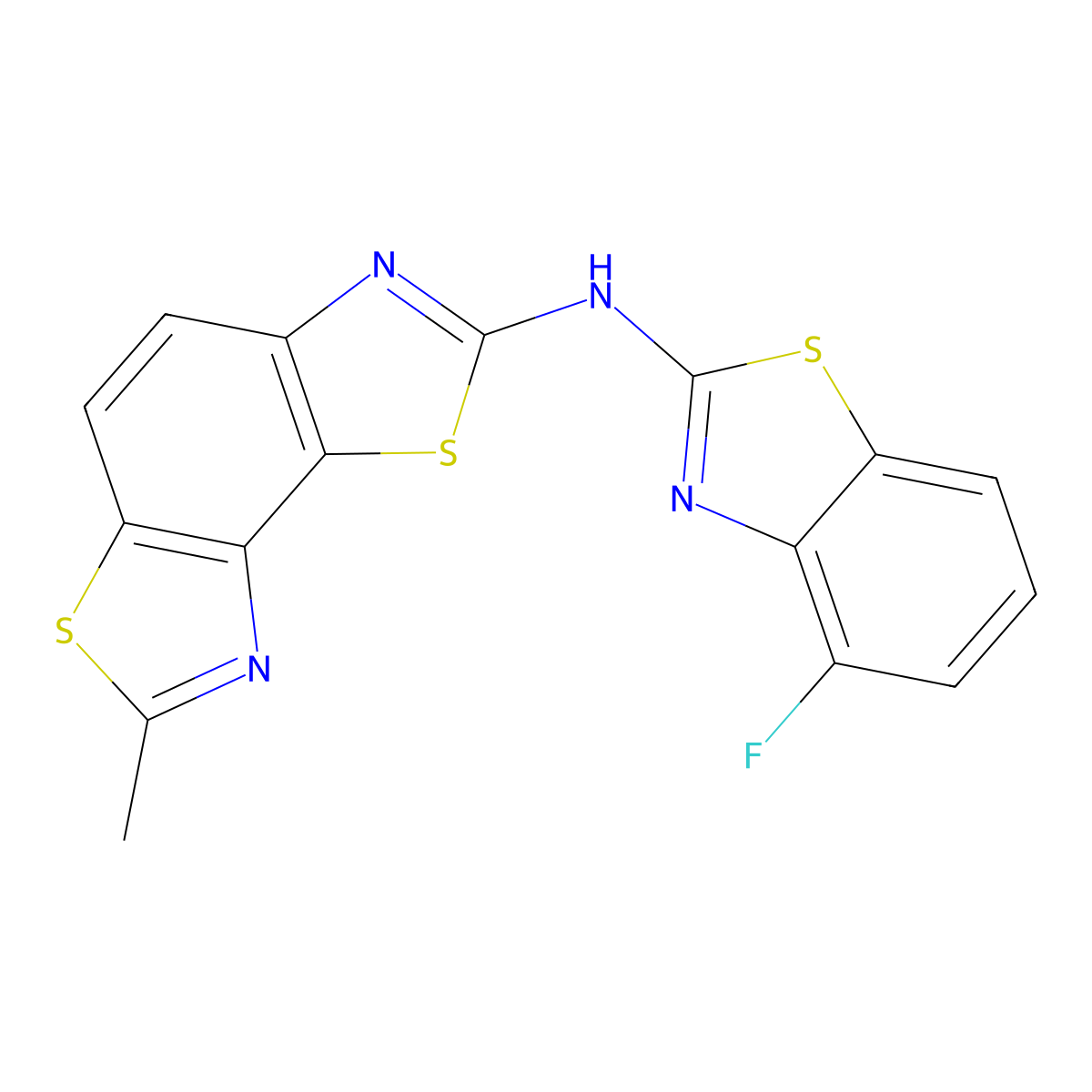 N-(4-fluoro-1,3-benzothiazol-2-yl)-7-methyl-[1,3]thiazolo[5,4-e][1,3]benzothiazol-2-amine molecular structure, CAS 862974-89-8
