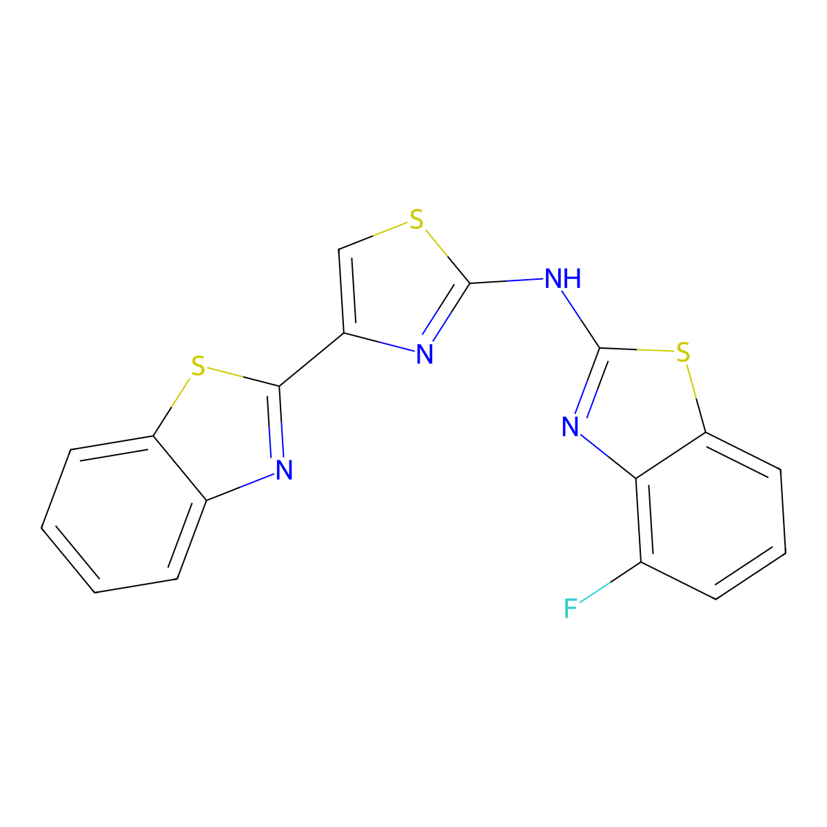 N-[4-(1,3-benzothiazol-2-yl)-1,3-thiazol-2-yl]-4-fluoro-1,3-benzothiazol-2-amine molecular structure, CAS 862974-91-2