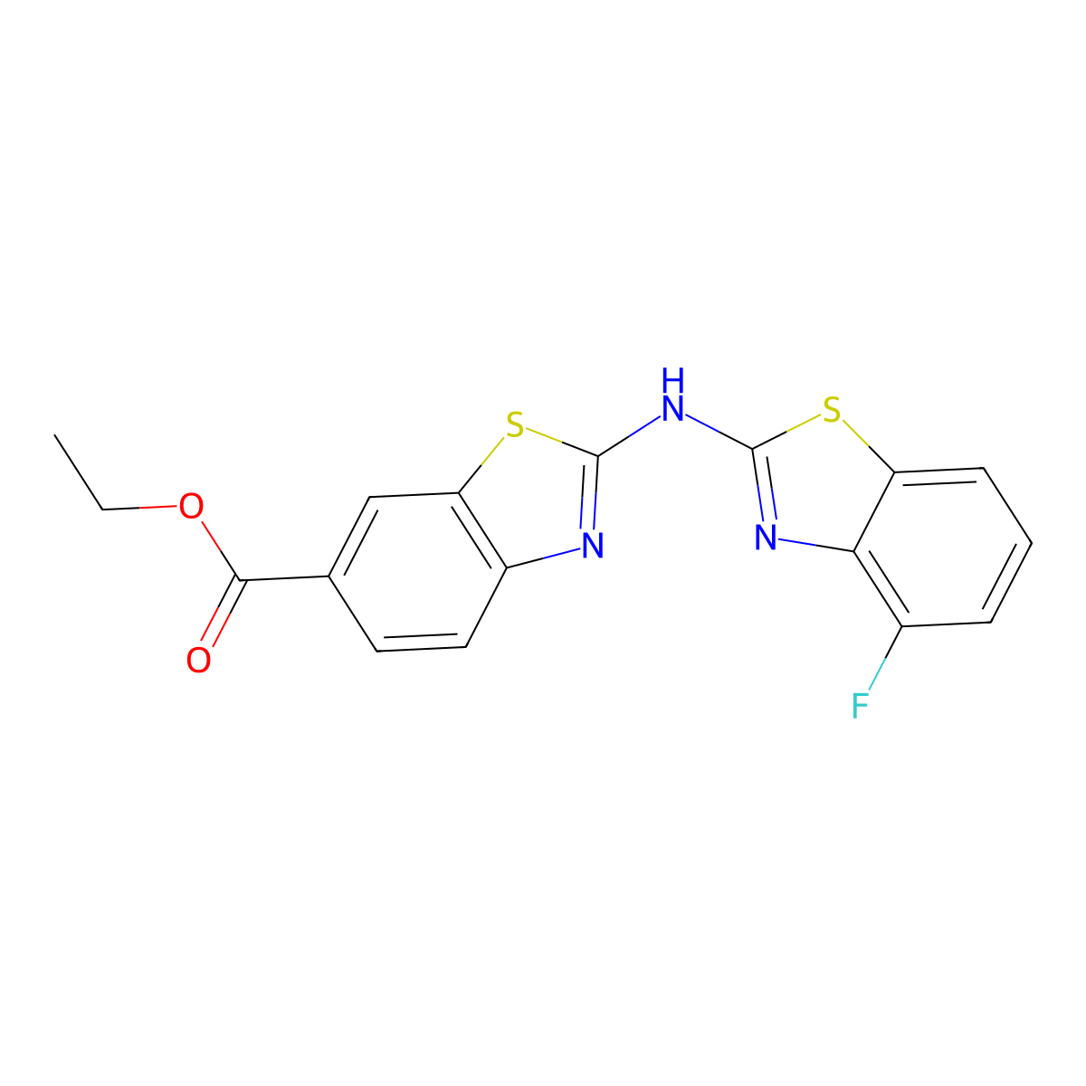 Ethyl 2-[(4-fluoro-1,3-benzothiazol-2-yl)amino]-1,3-benzothiazole-6-carboxylate molecular structure, CAS 862974-99-0