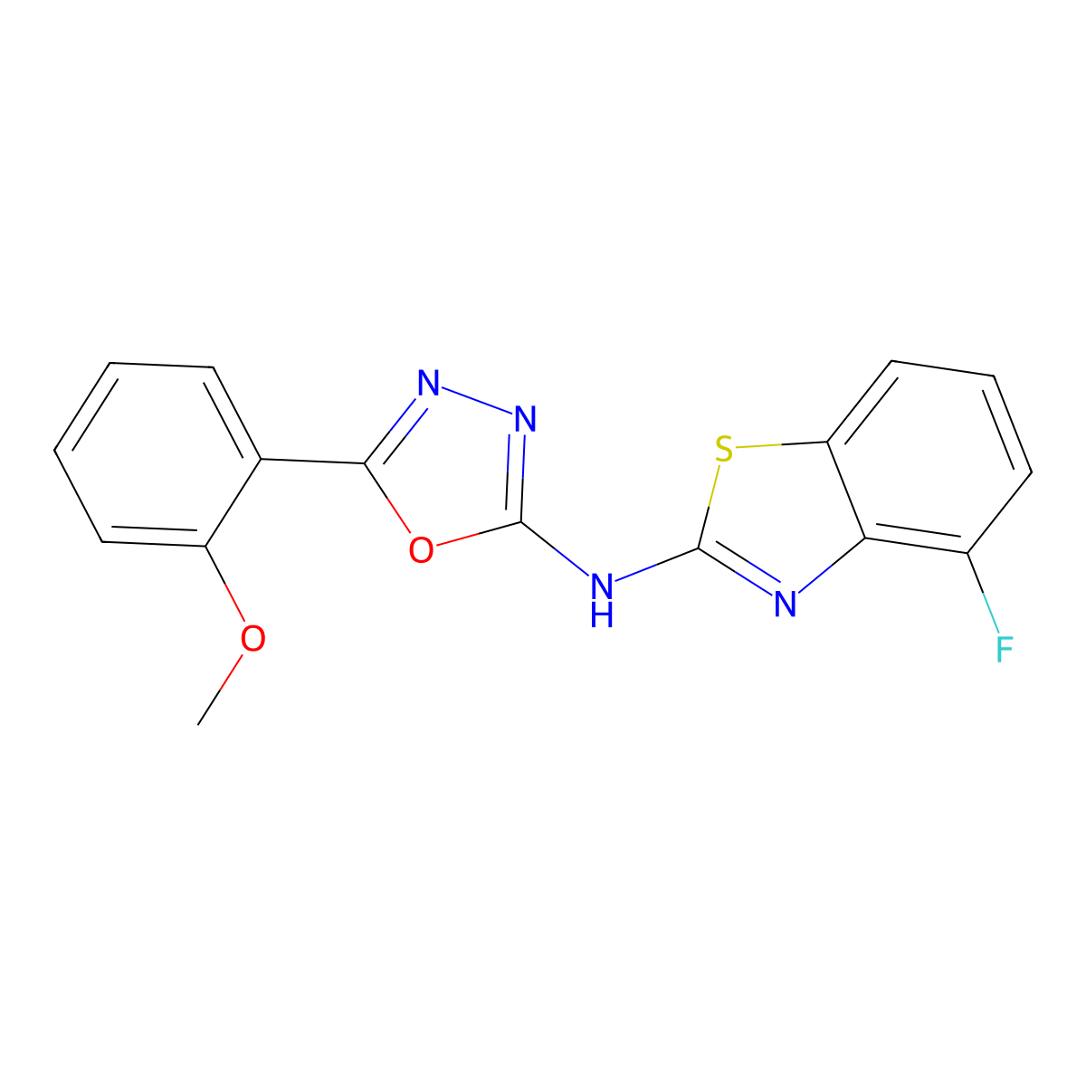 N-(4-fluorobenzo[d]thiazol-2-yl)-5-(2-methoxyphenyl)-1,3,4-oxadiazol-2-amine molecular structure, CAS 862975-16-4