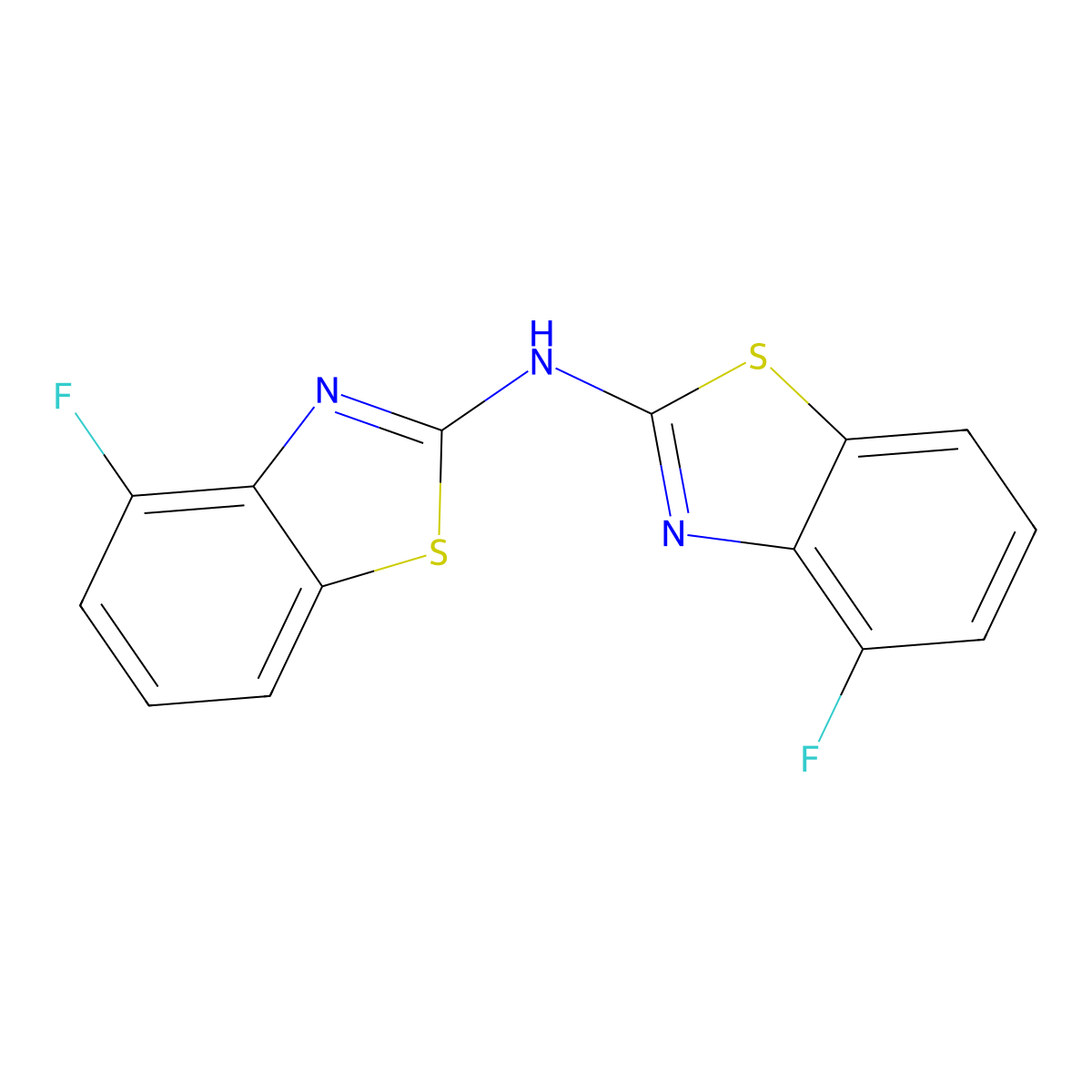 4-fluoro-N-(4-fluoro-1,3-benzothiazol-2-yl)-1,3-benzothiazol-2-amine molecular structure, CAS 862975-24-4
