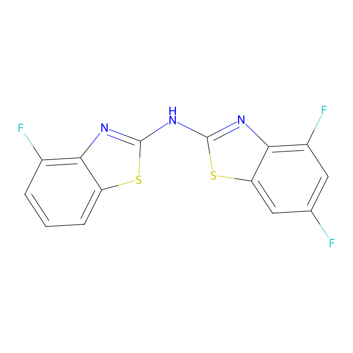 4,6-difluoro-N-(4-fluoro-1,3-benzothiazol-2-yl)-1,3-benzothiazol-2-amine molecular structure, CAS 862975-25-5