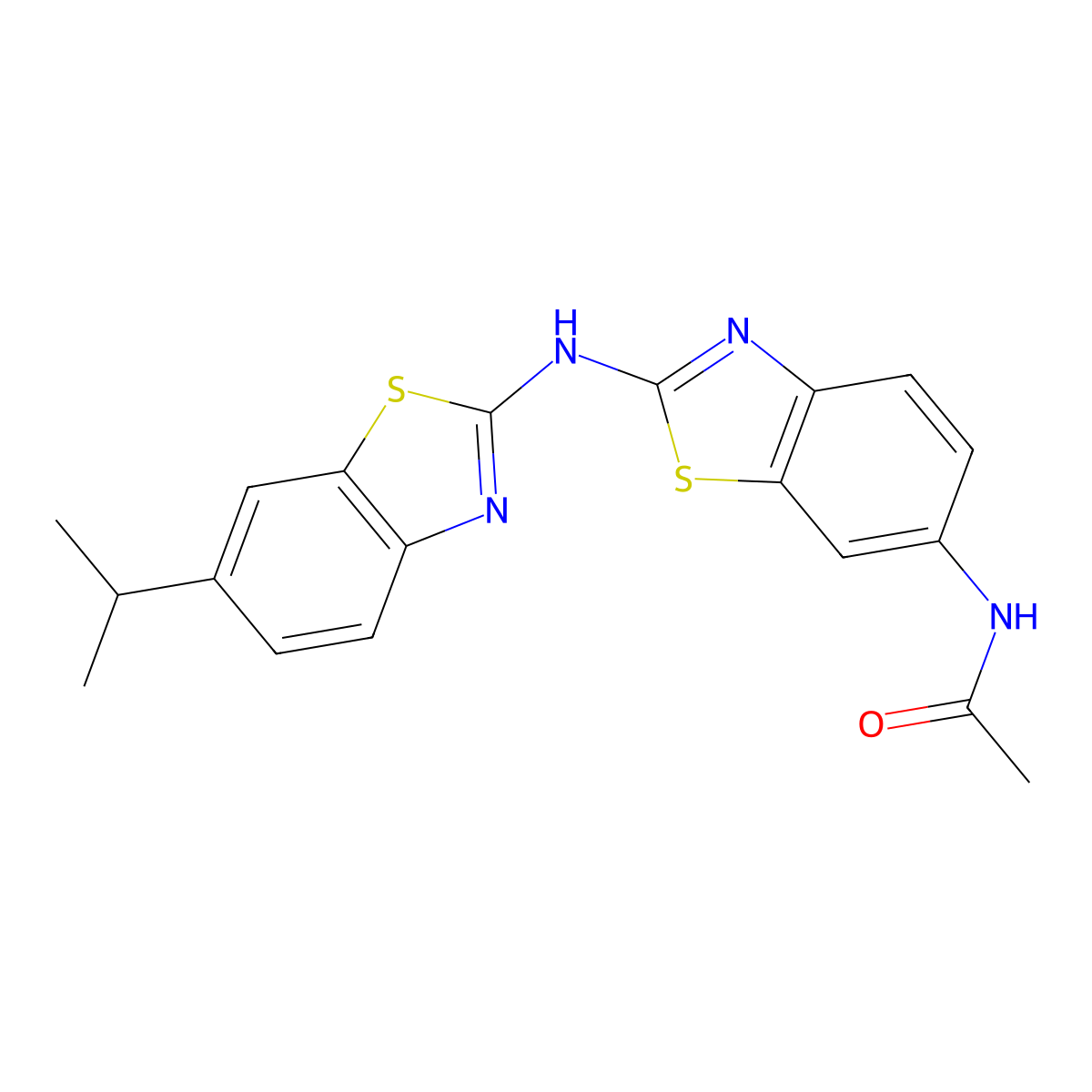 N-(2-((6-isopropylbenzo[d]thiazol-2-yl)amino)benzo[d]thiazol-6-yl)acetamide molecular structure, CAS 862975-33-5