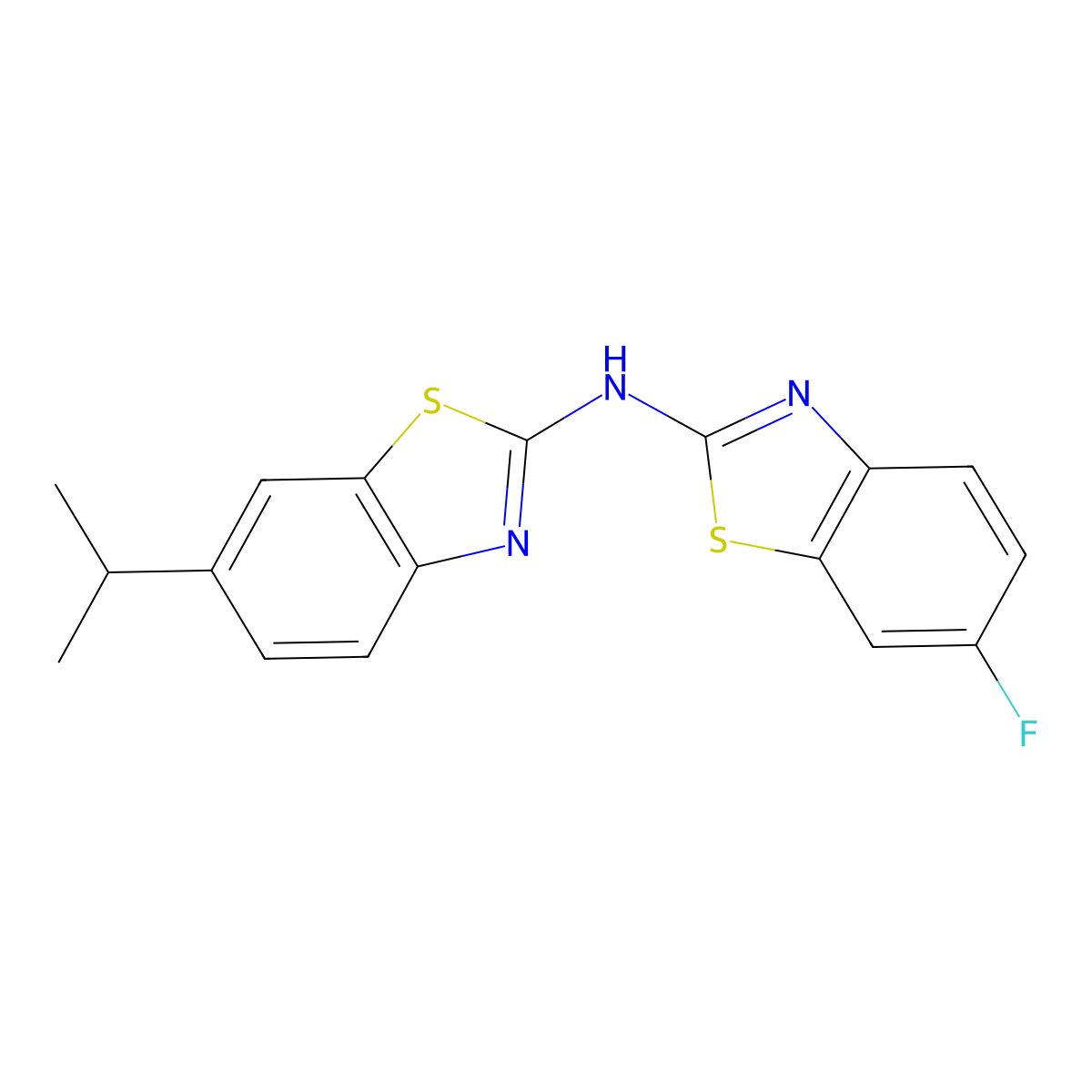 6-fluoro-N-(6-isopropylbenzo[d]thiazol-2-yl)benzo[d]thiazol-2-amine molecular structure, CAS 862975-34-6