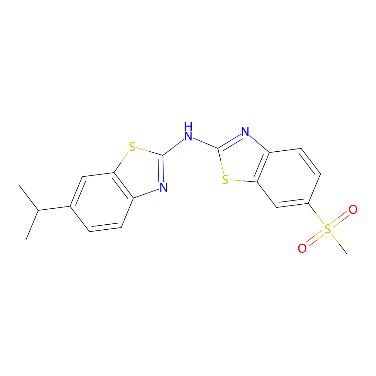 6-isopropyl-N-(6-(methylsulfonyl)benzo[d]thiazol-2-yl)benzo[d]thiazol-2-amine molecular structure, CAS 862975-35-7