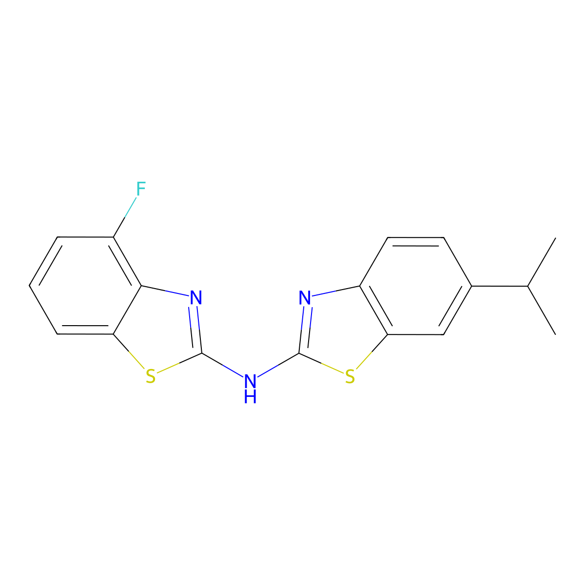 4-fluoro-N-(6-isopropylbenzo[d]thiazol-2-yl)benzo[d]thiazol-2-amine molecular structure, CAS 862975-37-9