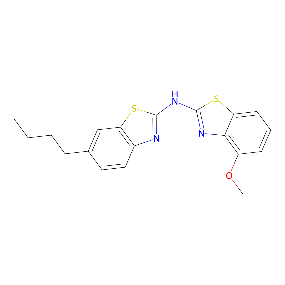 6-butyl-N-(4-methoxy-1,3-benzothiazol-2-yl)-1,3-benzothiazol-2-amine molecular structure, CAS 862975-39-1