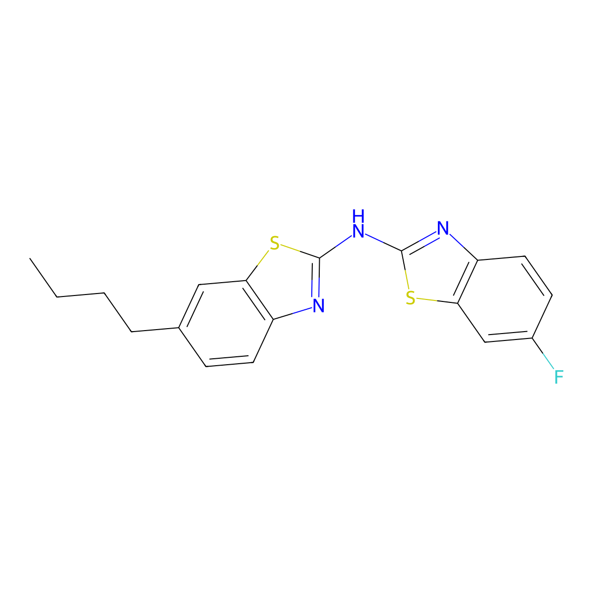 6-butyl-N-(6-fluorobenzo[d]thiazol-2-yl)benzo[d]thiazol-2-amine molecular structure, CAS 862975-40-4