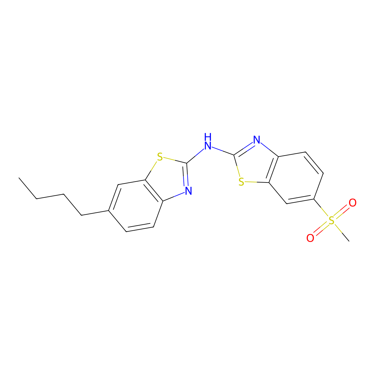 6-butyl-N-(6-(methylsulfonyl)benzo[d]thiazol-2-yl)benzo[d]thiazol-2-amine molecular structure, CAS 862975-41-5