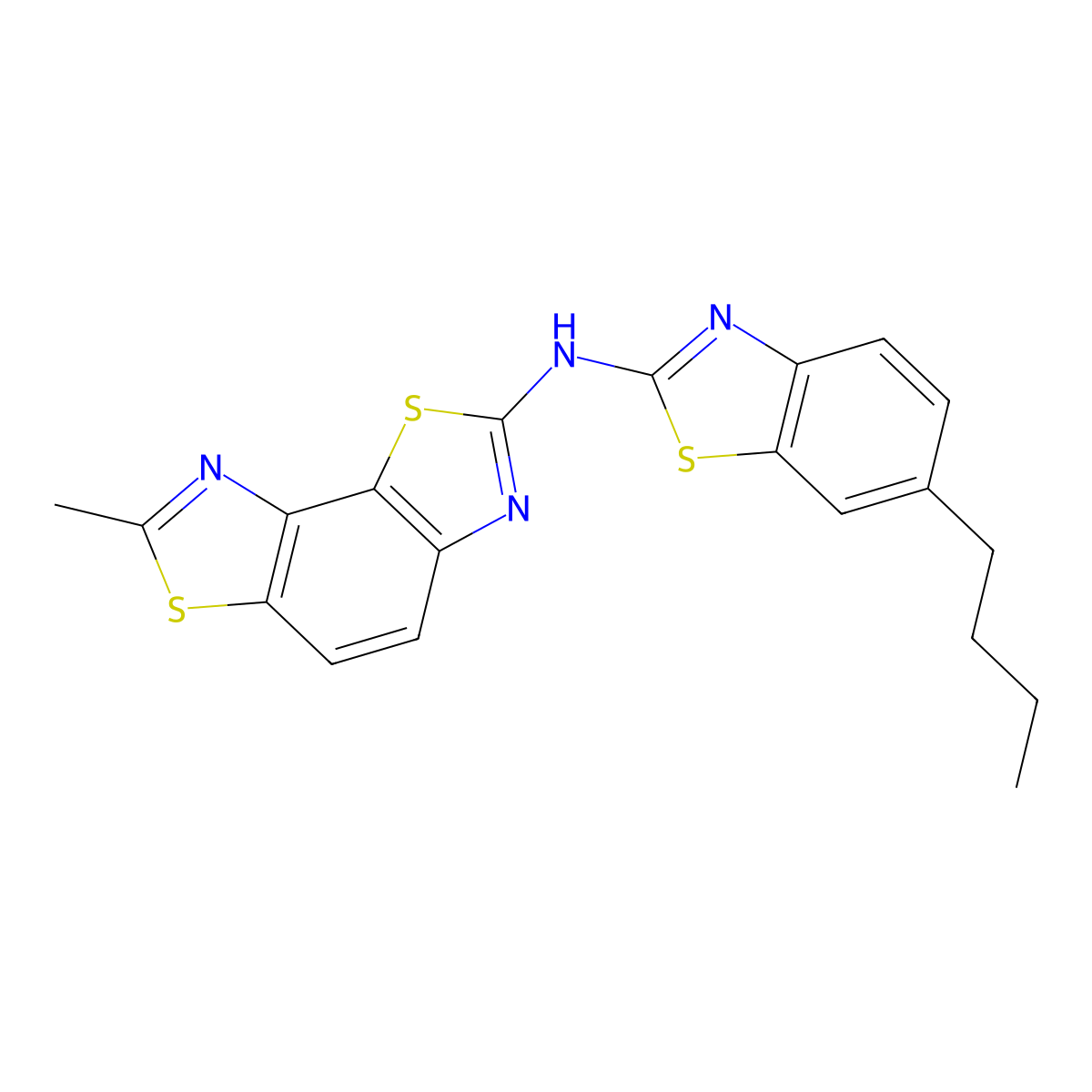 N-(6-butyl-1,3-benzothiazol-2-yl)-7-methyl-[1,3]thiazolo[5,4-e][1,3]benzothiazol-2-amine molecular structure, CAS 862975-42-6
