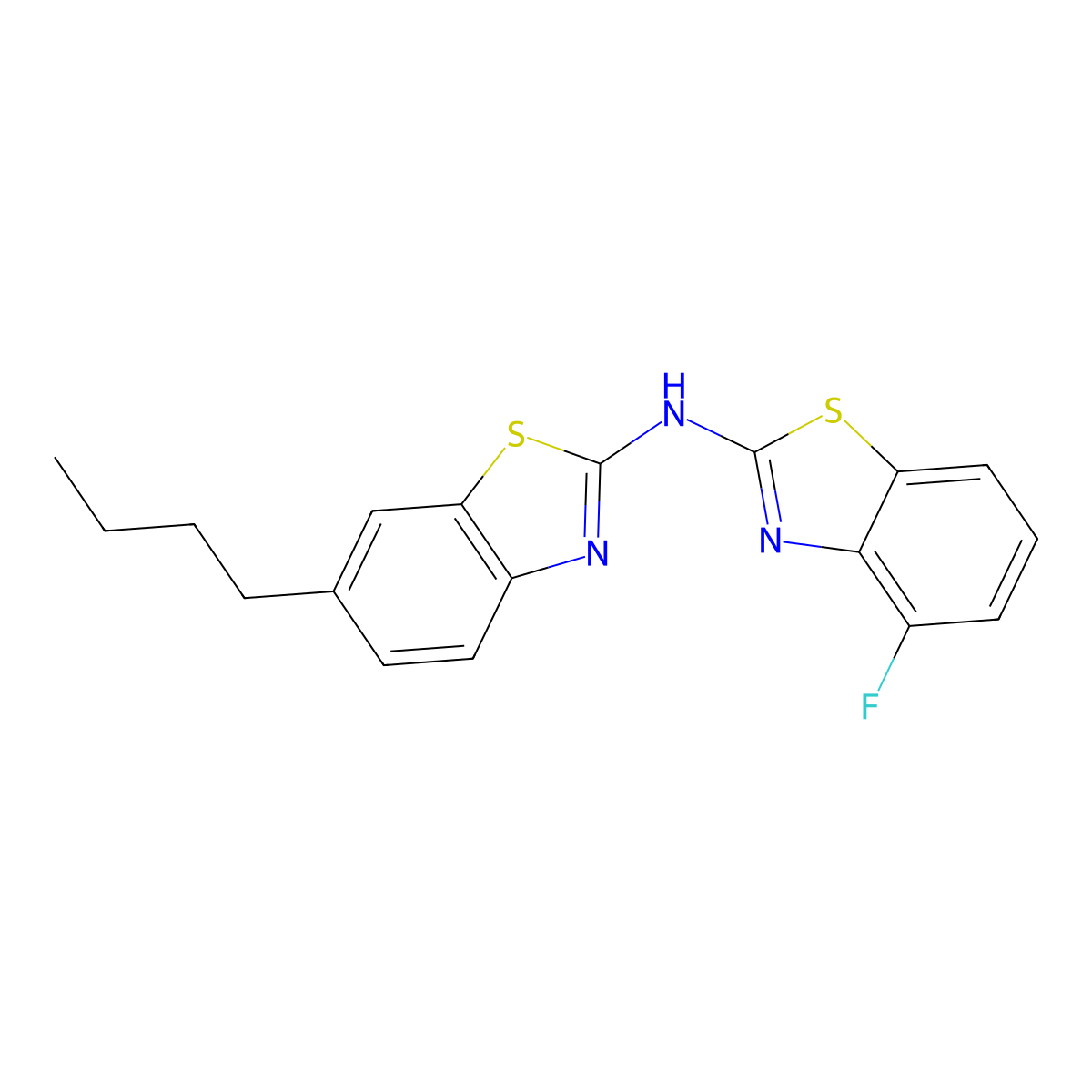 6-butyl-N-(4-fluorobenzo[d]thiazol-2-yl)benzo[d]thiazol-2-amine molecular structure, CAS 862975-43-7