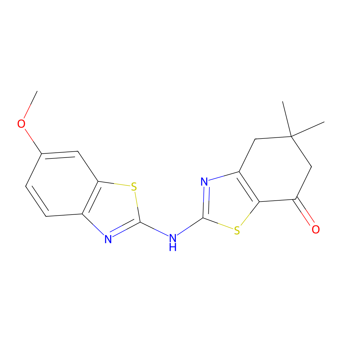 2-((6-methoxybenzo[d]thiazol-2-yl)amino)-5,5-dimethyl-5,6-dihydrobenzo[d]thiazol-7(4H)-one molecular structure, CAS 862975-45-9