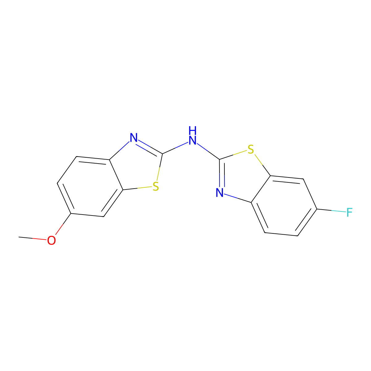 N-(6-fluoro-1,3-benzothiazol-2-yl)-6-methoxy-1,3-benzothiazol-2-amine molecular structure, CAS 862975-50-6