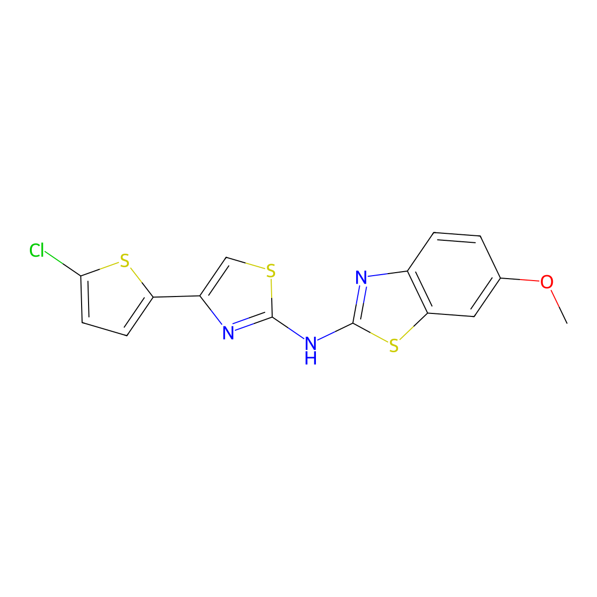 N-[4-(5-chlorothiophen-2-yl)-1,3-thiazol-2-yl]-6-methoxy-1,3-benzothiazol-2-amine molecular structure, CAS 862975-53-9