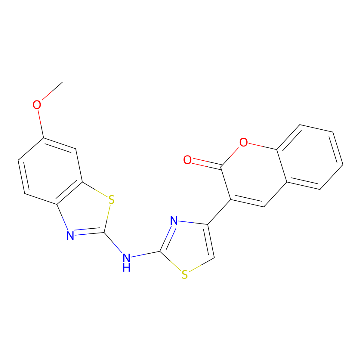 3-[2-[(6-Methoxy-1,3-benzothiazol-2-yl)amino]-1,3-thiazol-4-yl]chromen-2-one molecular structure, CAS 862975-55-1