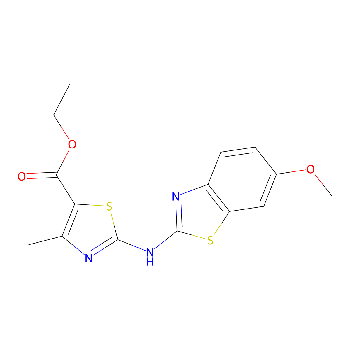 Ethyl 2-[(6-methoxy-1,3-benzothiazol-2-yl)amino]-4-methyl-1,3-thiazole-5-carboxylate molecular structure, CAS 862975-56-2