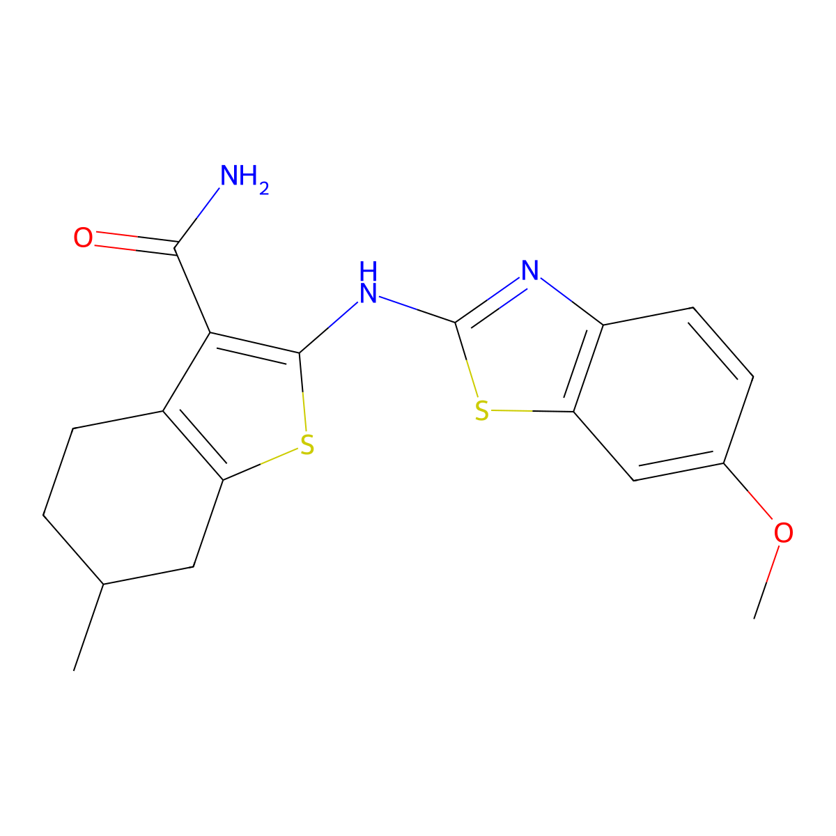 2-((6-Methoxybenzo[d]thiazol-2-yl)amino)-6-methyl-4,5,6,7-tetrahydrobenzo[b]thiophene-3-carboxamide molecular structure, CAS 862975-61-9